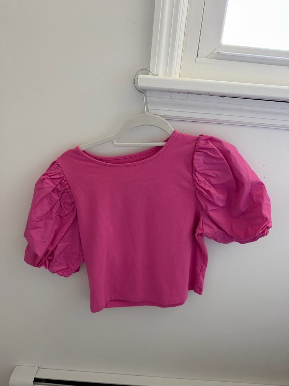 a new day Hot Pink Puff Sleeve Tee